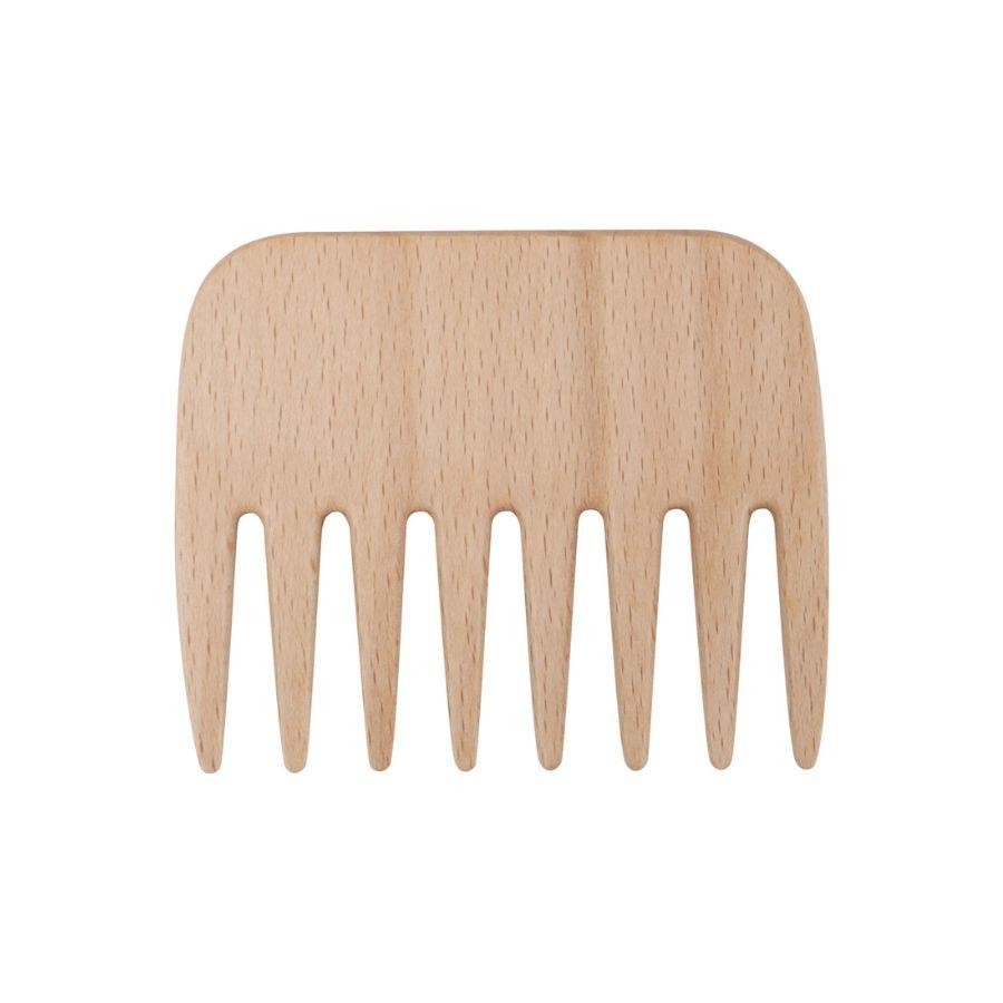 El peine de madera de haya está diseñado para desenredar el cabello respetando los rizos.