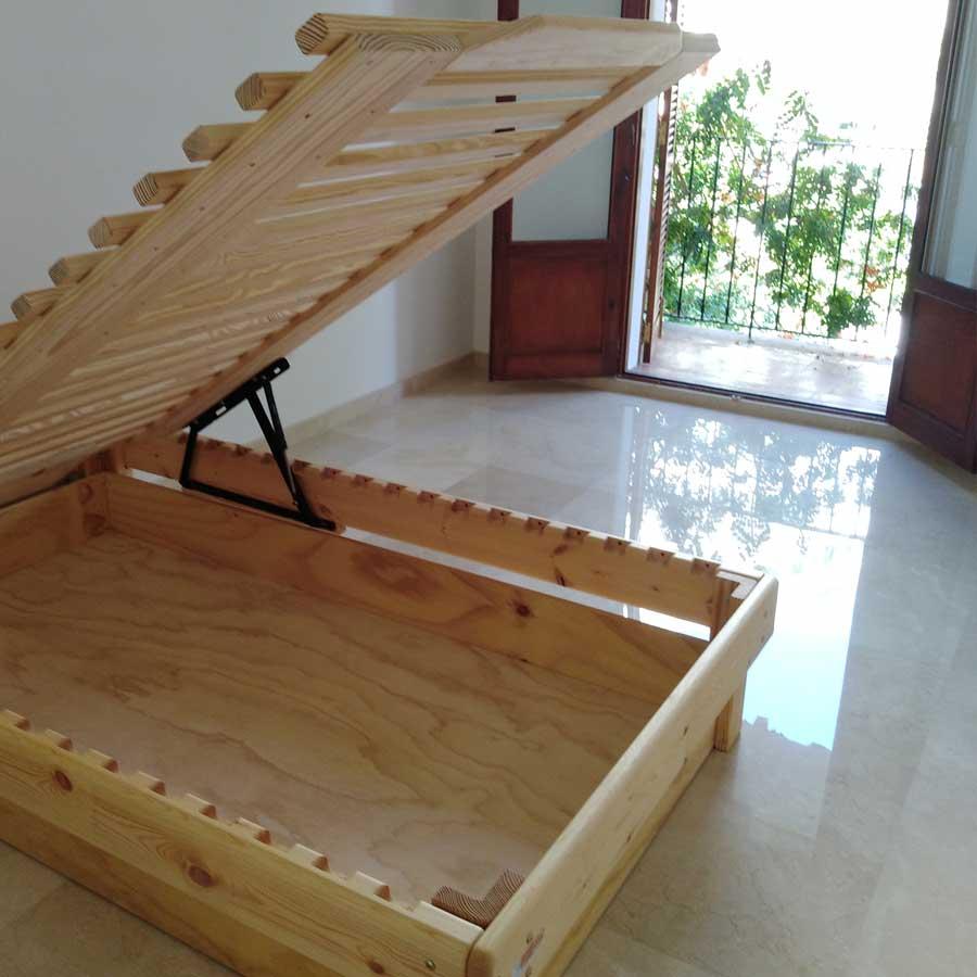 Cama Somier madera Fustaforma con arcón abatible