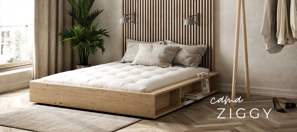 Camas de madera y futones naturales