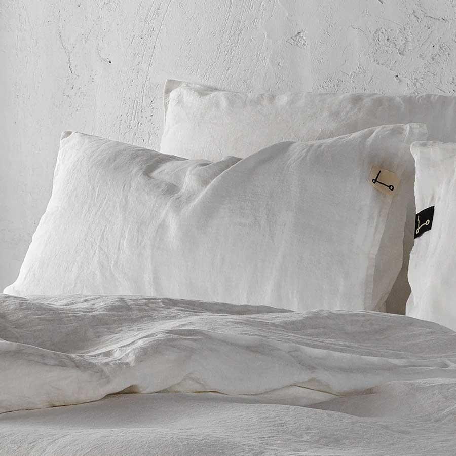Juego de cama de lino natural blanco