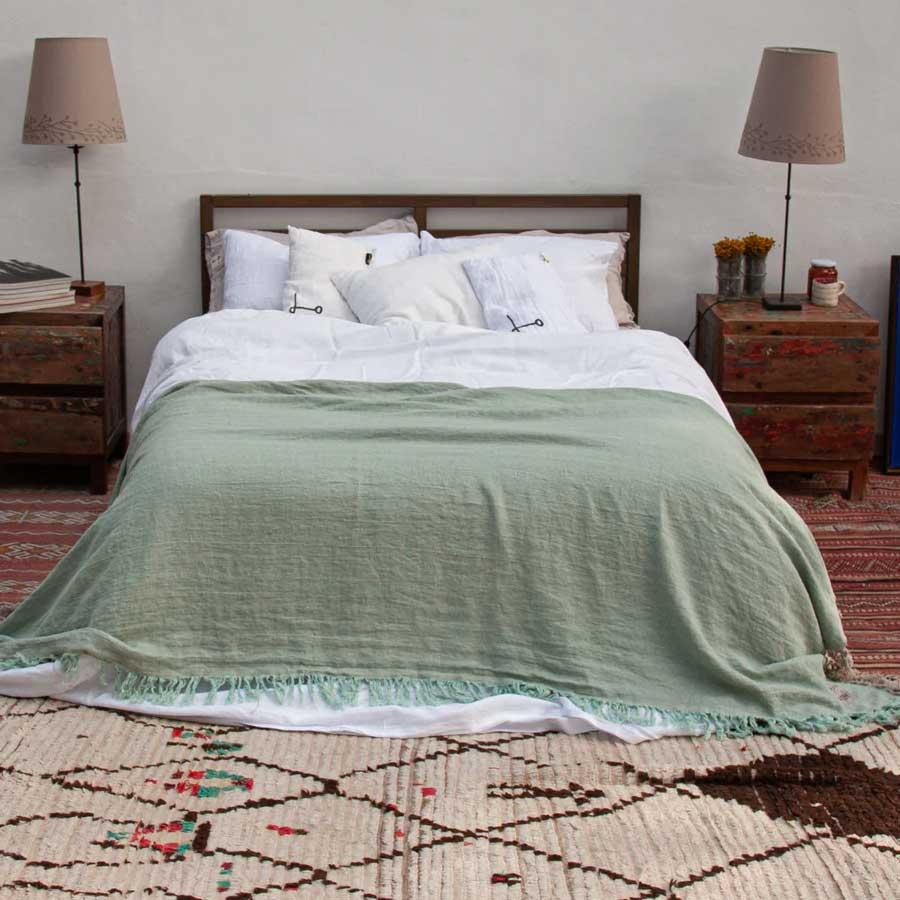 Juego de cama de lino natural blanco