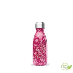 Botella de acero inoxidable isotérmica Qwetch 260 ml con flores rosa