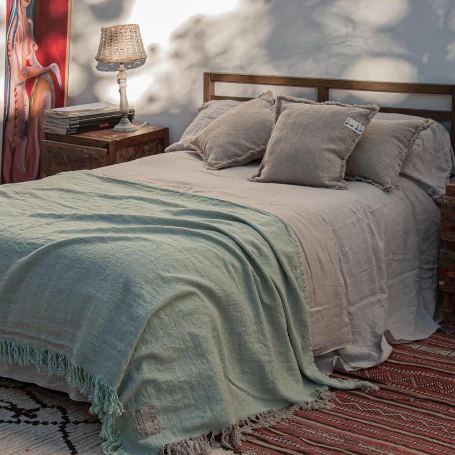 Juego de cama de lino natural rústico