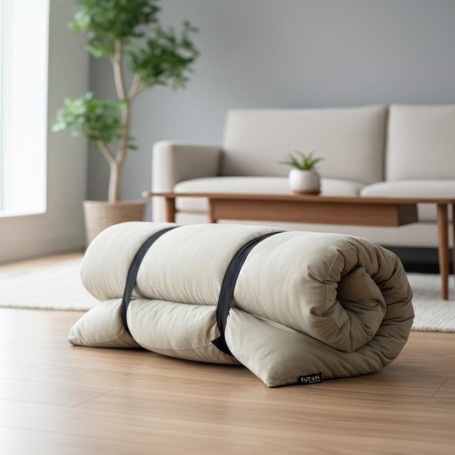 Futón portátil de algodón con funda desenfundable color