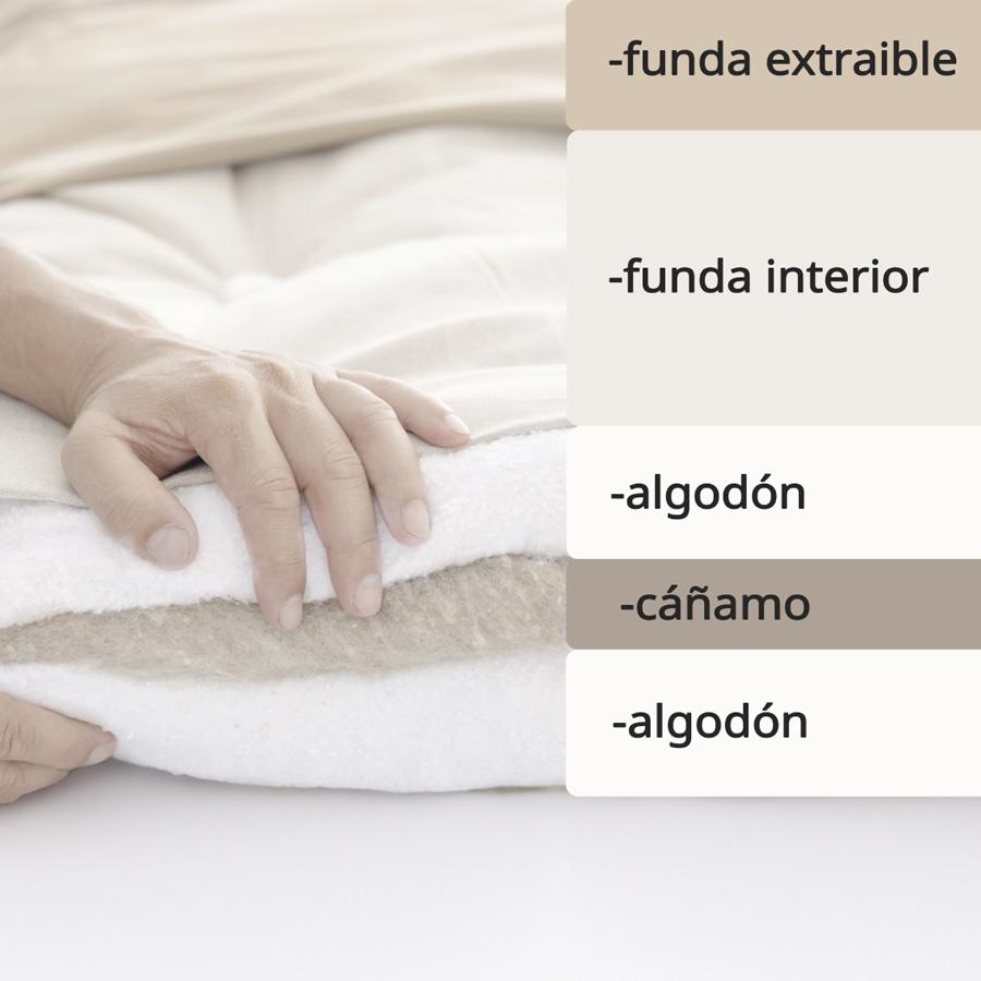 Futón portátil de algodón con funda desenfundable color