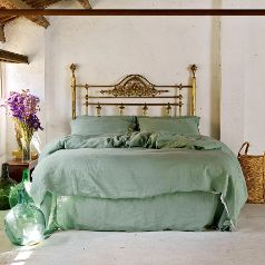 Juego de cama de lino verde menta